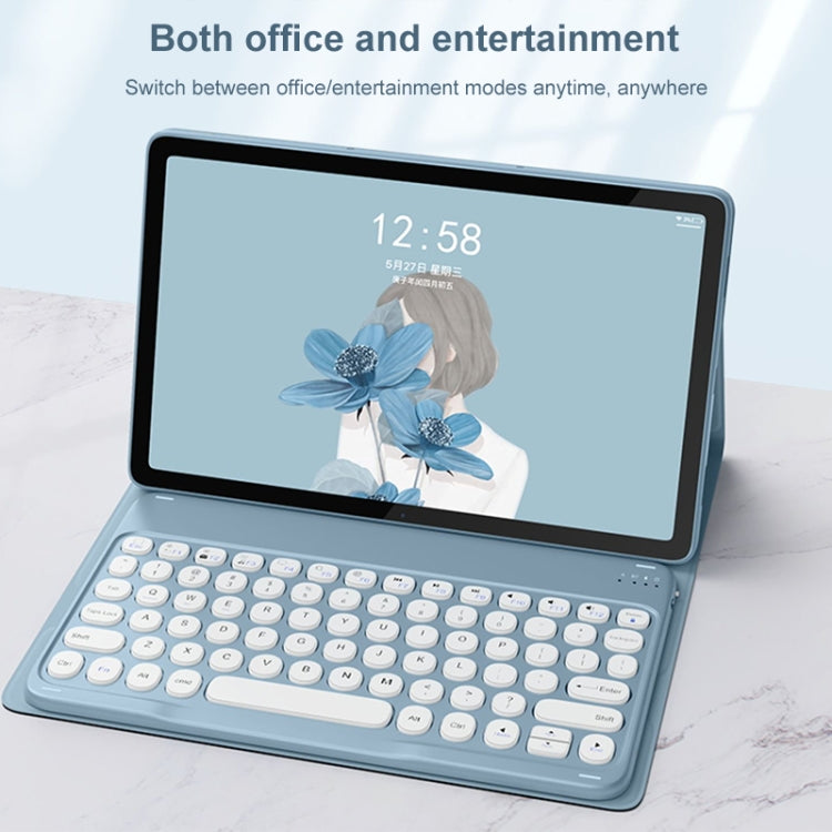 For Lenovo Tab M10 Plus 10.6 3rd Gen 2022 YM-LX106 Round Key Detachable Bluetooth Tablet Keyboard Leather Case with Mouse(Black)
