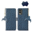 For Nokia C32 4G Ostrich Pattern Genuine Leather RFID Phone Case(Blue) - Nokia Cases by PMC TechLife | Online Shopping South Africa | PMC TechLife | Buy Now Pay Later Mobicred