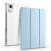 For Lenovo Tab M11 / Xiaoxin Pad 11 2024 3-fold Clear TPU Leather Tablet Case with Pen Slot(Ice Blue)
