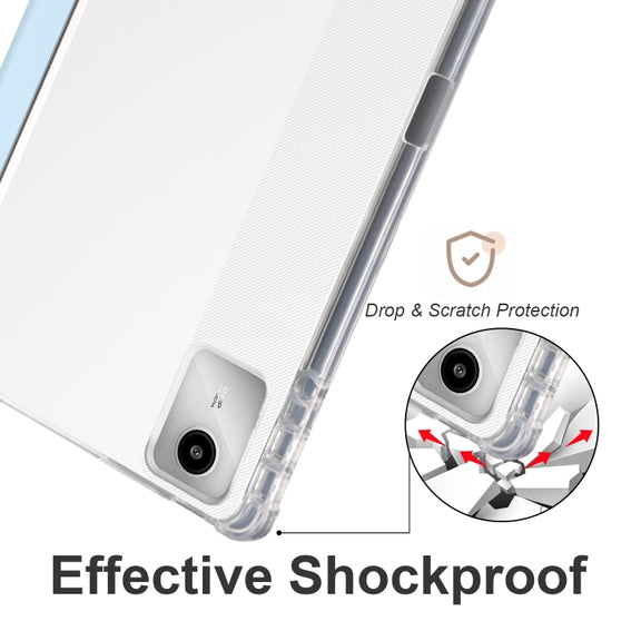 For Lenovo Tab M11 / Xiaoxin Pad 11 2024 3-fold Clear TPU Leather Tablet Case with Pen Slot(Ice Blue)