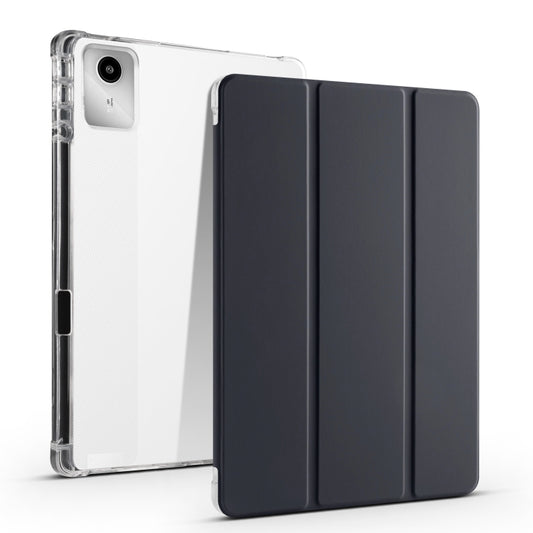 For Lenovo Tab M11 / Xiaoxin Pad 11 2024 3-fold Clear TPU Leather Tablet Case with Pen Slot(Black) - Lenovo by PMC Jewellery | Online Shopping South Africa | PMC Jewellery | Buy Now Pay Later Mobicred