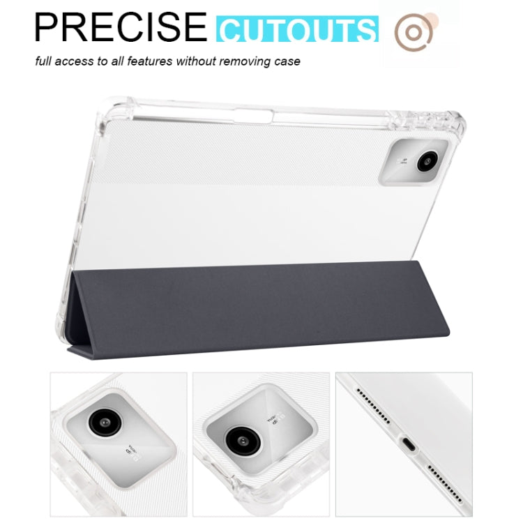 For Lenovo Tab M11 / Xiaoxin Pad 11 2024 3-fold Clear TPU Leather Tablet Case with Pen Slot(Black) - Lenovo by PMC Jewellery | Online Shopping South Africa | PMC Jewellery | Buy Now Pay Later Mobicred
