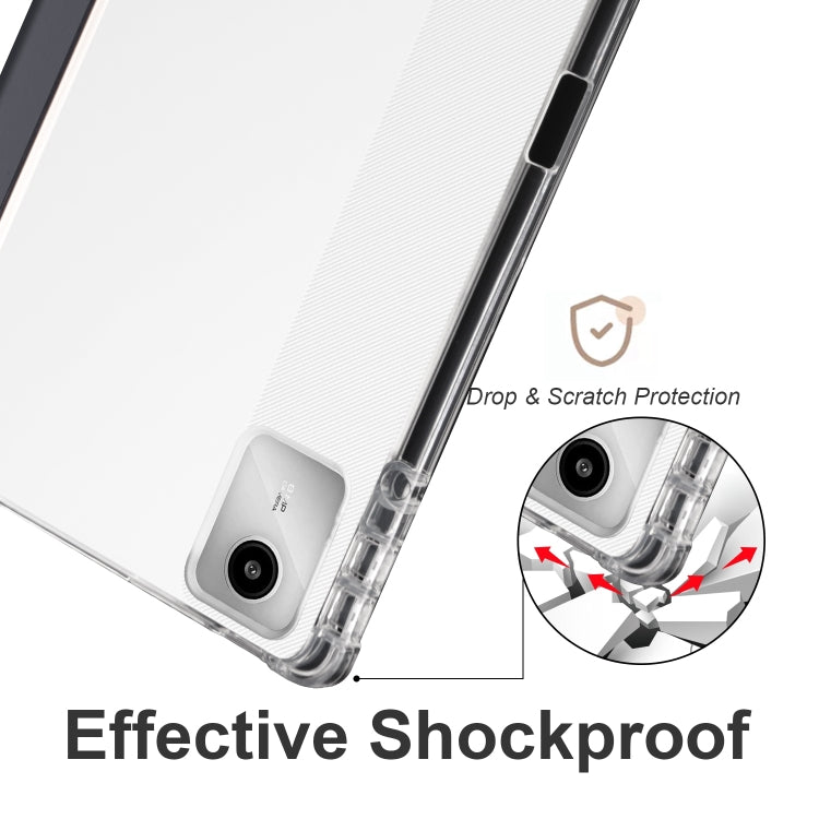 For Lenovo Tab M11 / Xiaoxin Pad 11 2024 3-fold Clear TPU Leather Tablet Case with Pen Slot(Black)