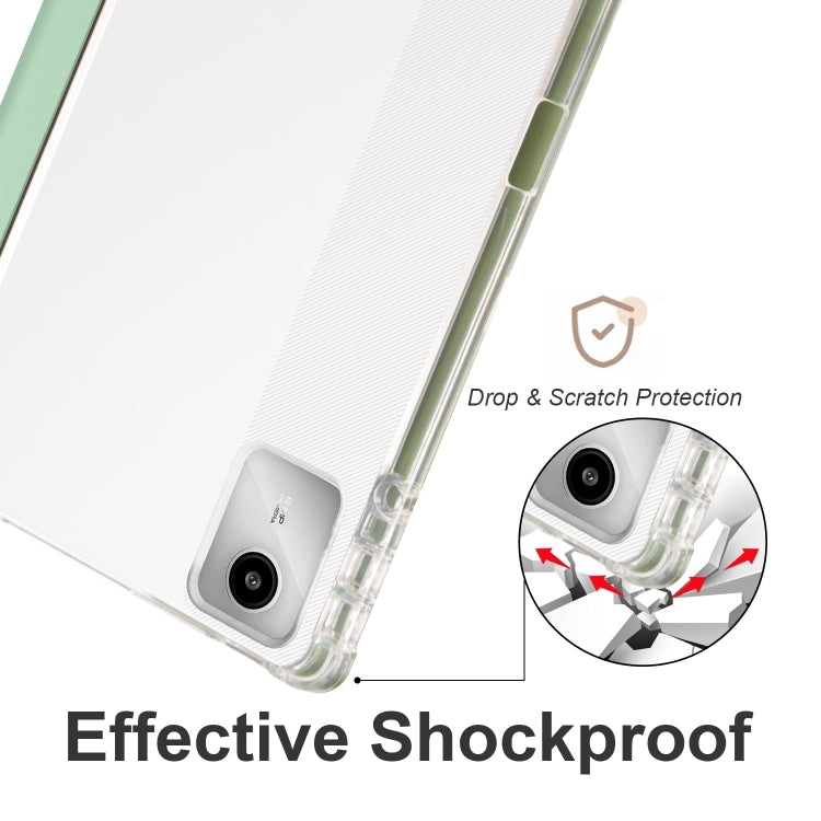 For Lenovo Tab M11 / Xiaoxin Pad 11 2024 3-fold Clear TPU Leather Tablet Case with Pen Slot(Green)