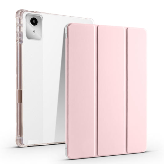 For Lenovo Tab M11 / Xiaoxin Pad 11 2024 3-fold Clear TPU Leather Tablet Case with Pen Slot(Pink) - Lenovo by PMC Jewellery | Online Shopping South Africa | PMC Jewellery | Buy Now Pay Later Mobicred