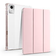 For Lenovo Tab M11 / Xiaoxin Pad 11 2024 3-fold Clear TPU Leather Tablet Case with Pen Slot(Pink)