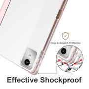For Lenovo Tab M11 / Xiaoxin Pad 11 2024 3-fold Clear TPU Leather Tablet Case with Pen Slot(Pink)