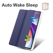 For Lenovo Tab M11 / Xiaoxin Pad 11 2024 3-fold Clear TPU Leather Tablet Case with Pen Slot(Dark Blue)