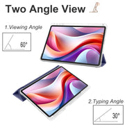 For Lenovo Tab M11 / Xiaoxin Pad 11 2024 3-fold Clear TPU Leather Tablet Case with Pen Slot(Dark Blue)