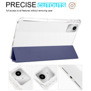 For Lenovo Tab M11 / Xiaoxin Pad 11 2024 3-fold Clear TPU Leather Tablet Case with Pen Slot(Dark Blue)