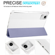 For Lenovo Tab M11 / Xiaoxin Pad 11 2024 3-fold Clear TPU Leather Tablet Case with Pen Slot(Lavender)