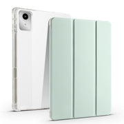 For Lenovo Tab M11 / Xiaoxin Pad 11 2024 3-fold Clear TPU Leather Tablet Case with Pen Slot(Light Green)