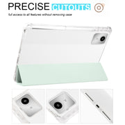 For Lenovo Tab M11 / Xiaoxin Pad 11 2024 3-fold Clear TPU Leather Tablet Case with Pen Slot(Light Green)