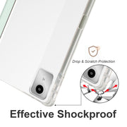 For Lenovo Tab M11 / Xiaoxin Pad 11 2024 3-fold Clear TPU Leather Tablet Case with Pen Slot(Light Green)