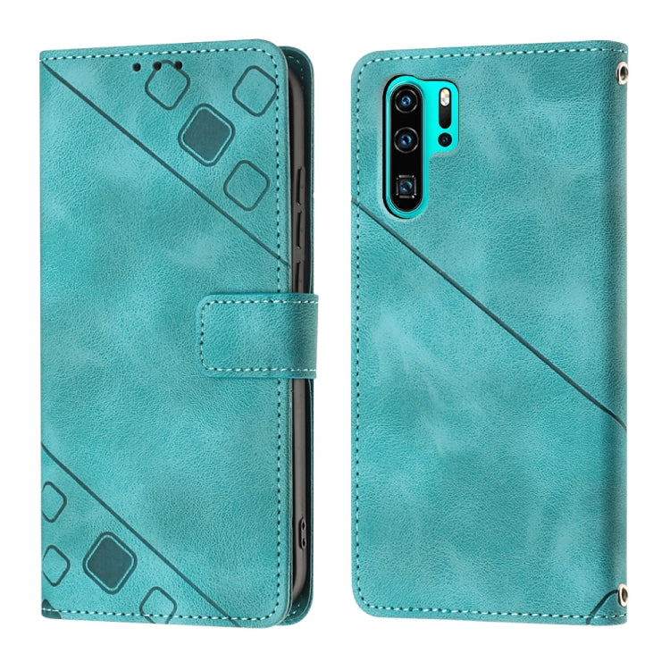 For Huawei P30 Pro Skin-feel Embossed Leather Phone Case(Green) - Huawei Cases by PMC TechLife | Online Shopping South Africa | PMC TechLife