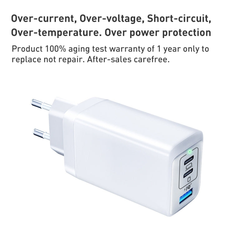 65W Dual PD USB-C / Type-C + USB 3-Port Gan Fast Charging Charger, Plug:UK Plug(White) - free shipping - PMC Jewellery - Order now!