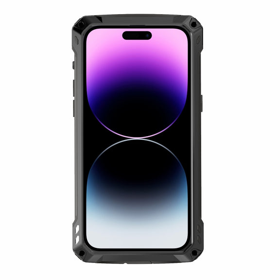 For iPhone 14 Pro RedPepper Silver Shield Series All-inclusive Lens Metal Phone Case(Black)