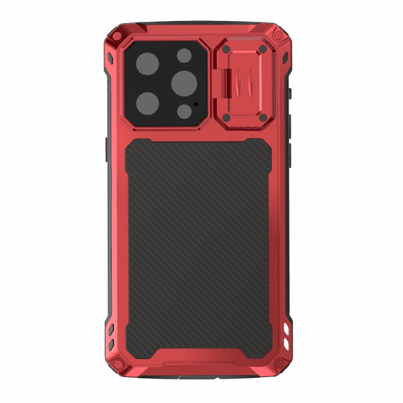 For iPhone 14 Pro RedPepper Silver Shield Series All-inclusive Lens Metal Phone Case(Red)