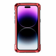 For iPhone 14 Pro RedPepper Silver Shield Series All-inclusive Lens Metal Phone Case(Red)