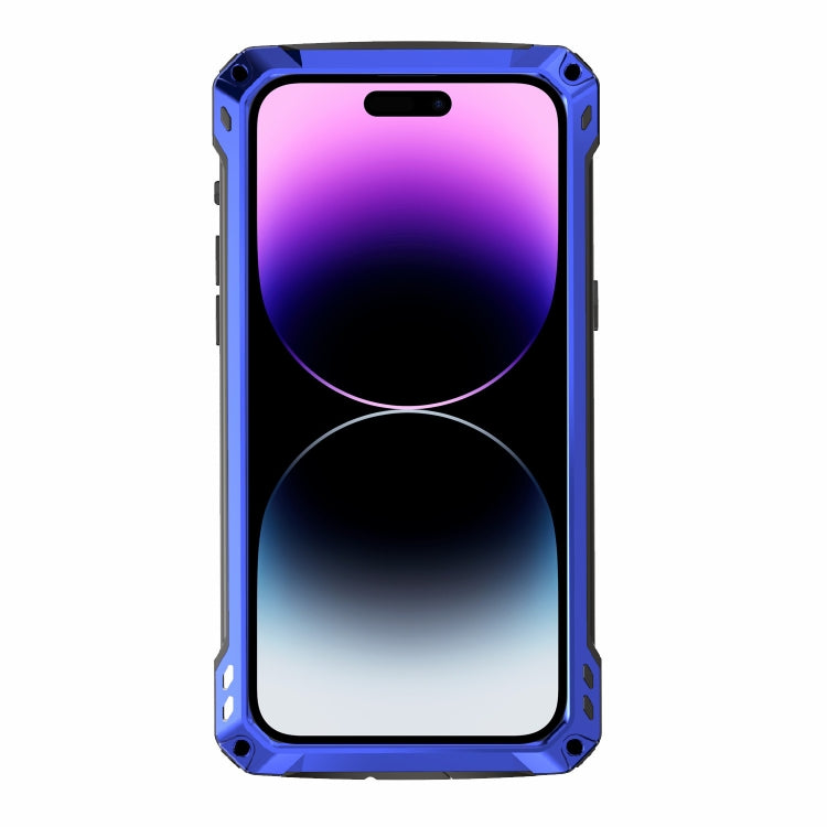 For iPhone 14 Pro RedPepper Silver Shield Series All-inclusive Lens Metal Phone Case(Blue)