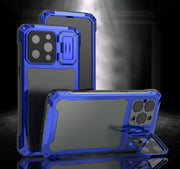For iPhone 14 Pro RedPepper Silver Shield Series All-inclusive Lens Metal Phone Case(Blue)