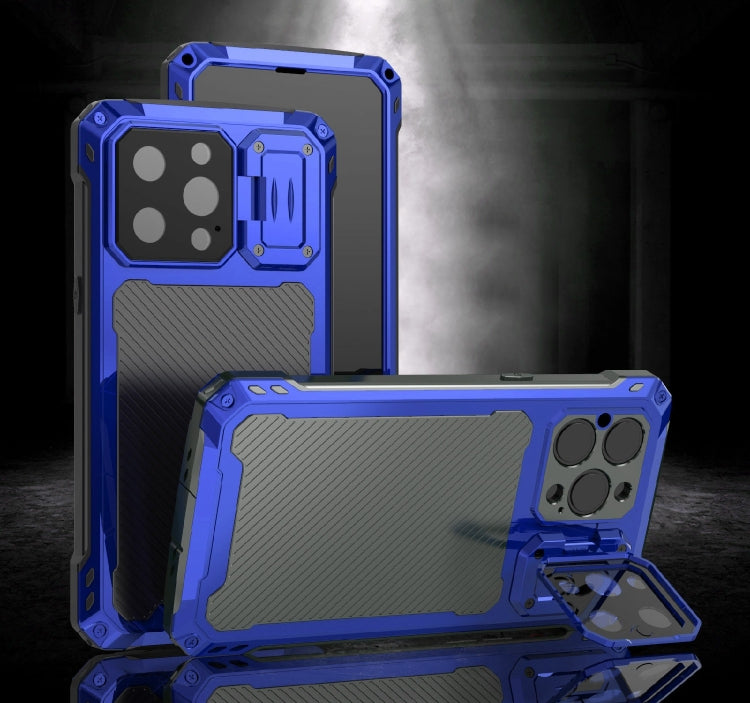 For iPhone 14 Pro RedPepper Silver Shield Series All-inclusive Lens Metal Phone Case(Blue)