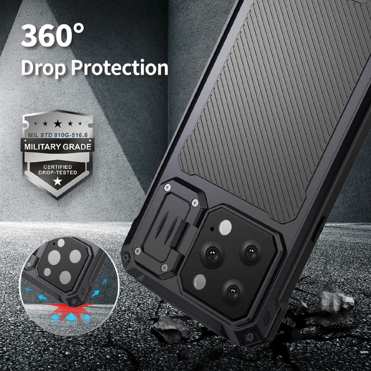 For iPhone 14 Pro RedPepper Silver Shield Series All-inclusive Lens Metal Phone Case(Blue)