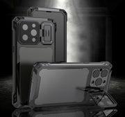 For iPhone 14 Pro Max RedPepper Silver Shield Series All-inclusive Lens Metal Phone Case(Black)