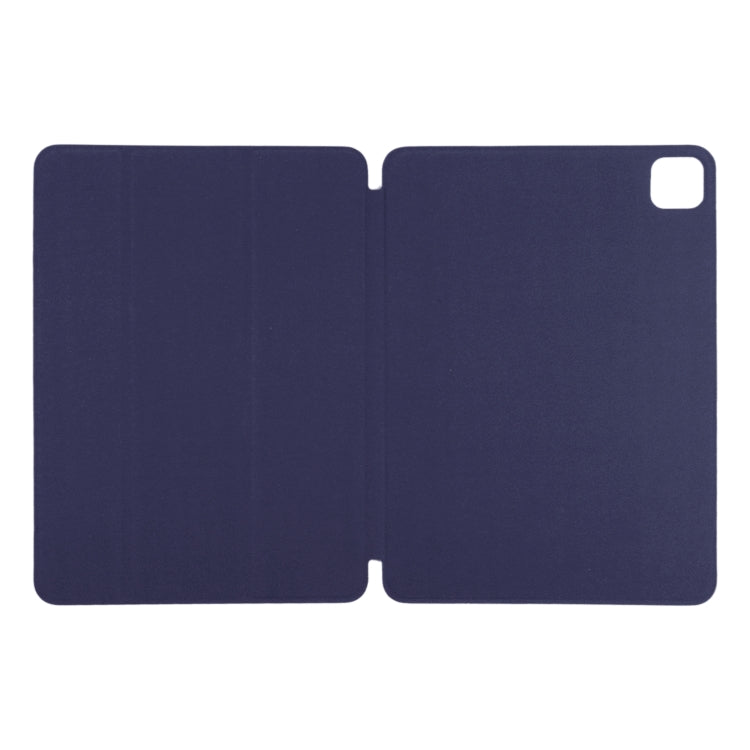 For iPad Air 13 2024 / Pro 12.9 2020 Non-buckle Double-sided Magnetic Flip Leather Tablet Case With Holder & Sleep / Wake-up Function(Dark Blue)