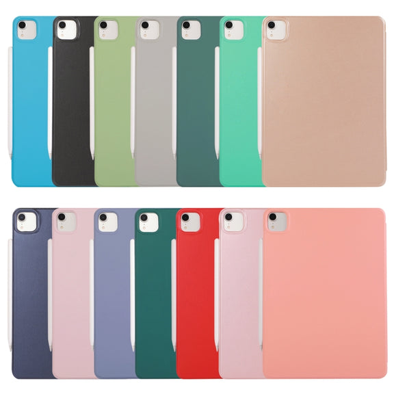 For iPad Air 13 2024 / Pro 12.9 2020 Non-buckle Double-sided Magnetic Flip Leather Tablet Case With Holder & Sleep / Wake-up Function(Dark Blue)