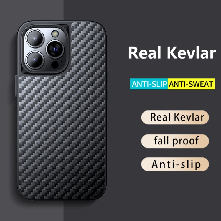For iPhone 13 Pro wlons Magsafe Carbon Fiber Kevlar TPU Phone Case(Black)