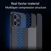For iPhone 13 Pro wlons Magsafe Carbon Fiber Kevlar TPU Phone Case(Black)
