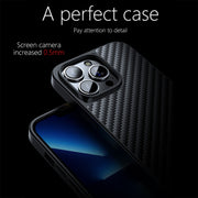 For iPhone 13 Pro wlons Magsafe Carbon Fiber Kevlar TPU Phone Case(Black)