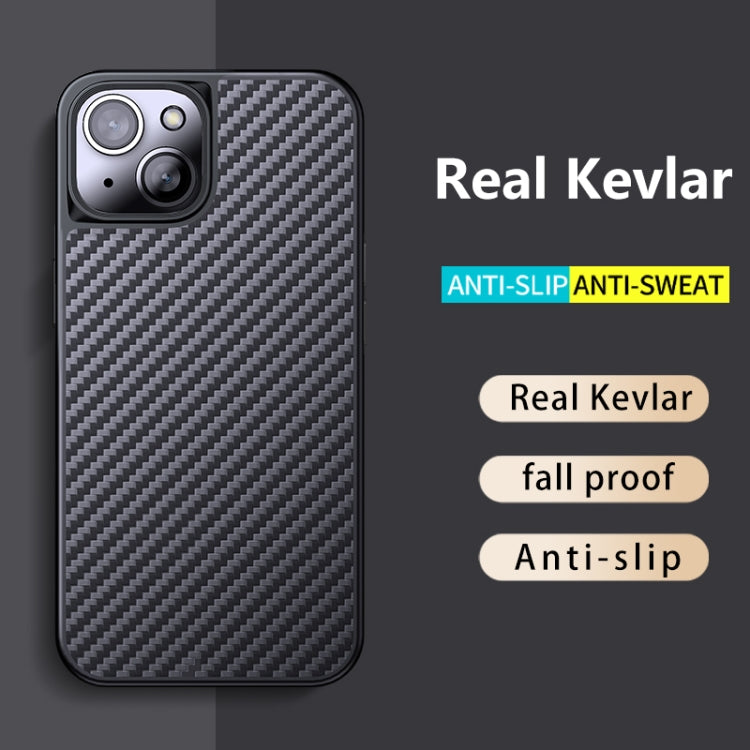 For iPhone 13 wlons Magsafe Carbon Fiber Kevlar TPU Phone Case(Black)