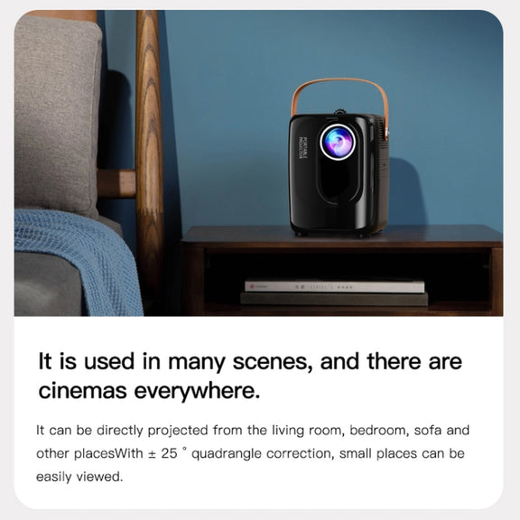 A007 Portable 1280 x 720 HD 113 ANSI Smart LED Projector, Plug:UK Plug(Black)