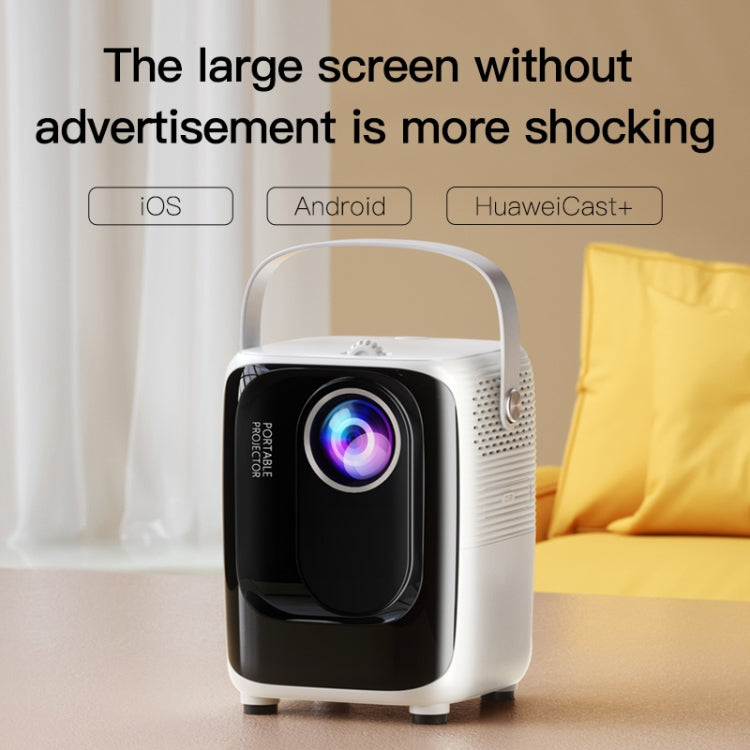 A007 Portable 1280 x 720 HD 113 ANSI Smart LED Projector, Plug:EU Plug(White)
