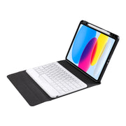For iPad 2025 / 2022 B10 Triangle Holder Tablet Bluetooth Keyboard Leather Case(Dark Green)