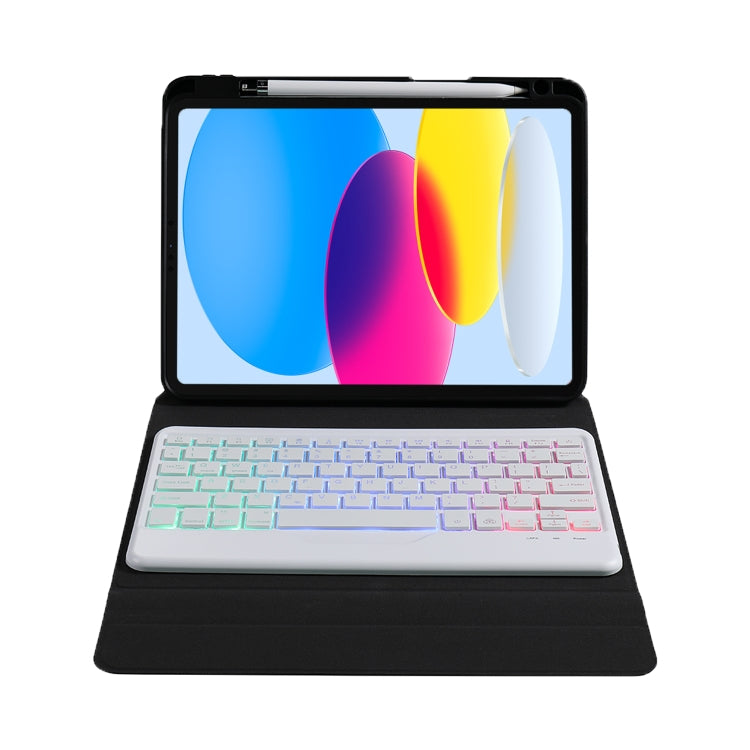 For iPad 10th Gen 10.9 2022 B10S Triangle Holder Three-color Backlight Bluetooth Keyboard Leather Case(Rainbow) - Universal by PMC TechLife | Online Shopping South Africa | PMC TechLife