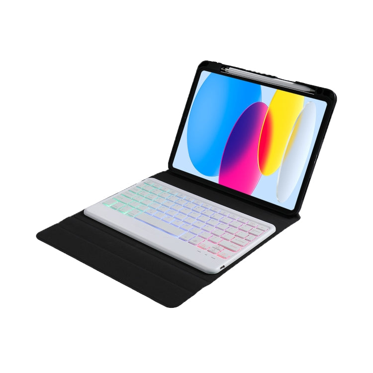 For iPad 2025 / 2022 B10S Triangle Holder Three-color Backlight Bluetooth Keyboard Leather Case(Dark Green) - Universal by PMC TechLife | Online Shopping South Africa | PMC TechLife | Buy Now Pay Later Mobicred