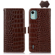 For Nokia C12 4G Crocodile Top Layer Cowhide Leather Phone Case(Brown) - Nokia Cases by PMC TechLife | Online Shopping South Africa | PMC TechLife | Buy Now Pay Later Mobicred