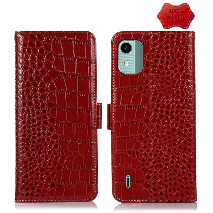 For Nokia C12 4G Crocodile Top Layer Cowhide Leather Phone Case(Red) - Nokia Cases by PMC TechLife | Online Shopping South Africa | PMC TechLife | Buy Now Pay Later Mobicred