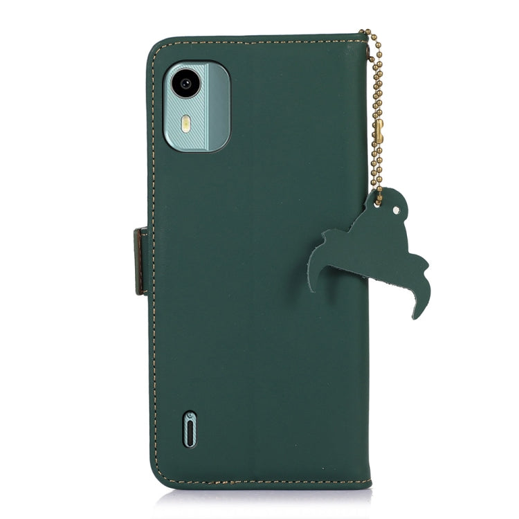 For Nokia C12 4G Genuine Leather Magnetic RFID Leather Phone Case(Green)