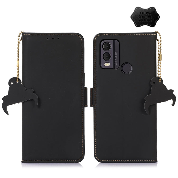 For Nokia C22 4G Genuine Leather Magnetic RFID Leather Phone Case(Black) - free shipping - PMC TechLife - Order now!