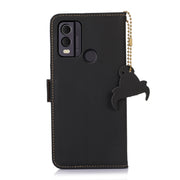 For Nokia C22 4G Genuine Leather Magnetic RFID Leather Phone Case(Black)