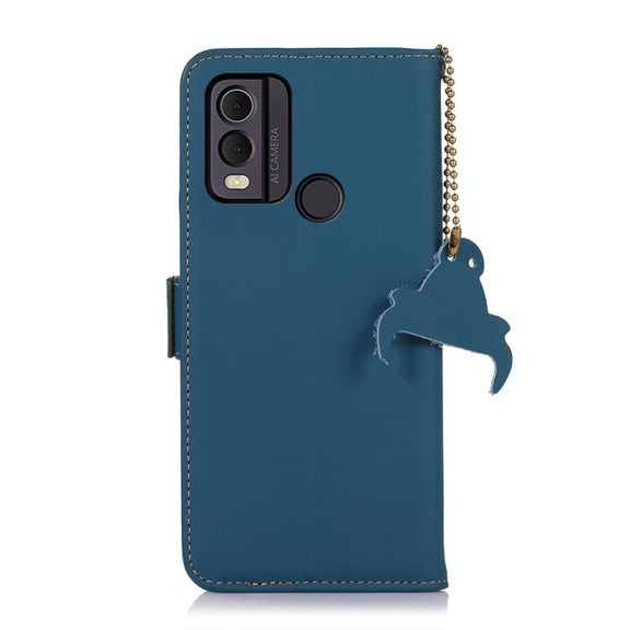 For Nokia C22 4G Genuine Leather Magnetic RFID Leather Phone Case(Blue)