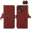 For Nokia C22 4G Genuine Leather Magnetic RFID Leather Phone Case(Coffee) - Nokia Cases by PMC TechLife | Online Shopping South Africa | PMC TechLife | Buy Now Pay Later Mobicred