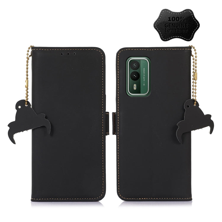 For Nokia XR21 Genuine Leather Magnetic RFID Leather Phone Case(Black) - Nokia Cases by PMC TechLife | Online Shopping South Africa | PMC TechLife | Buy Now Pay Later Mobicred