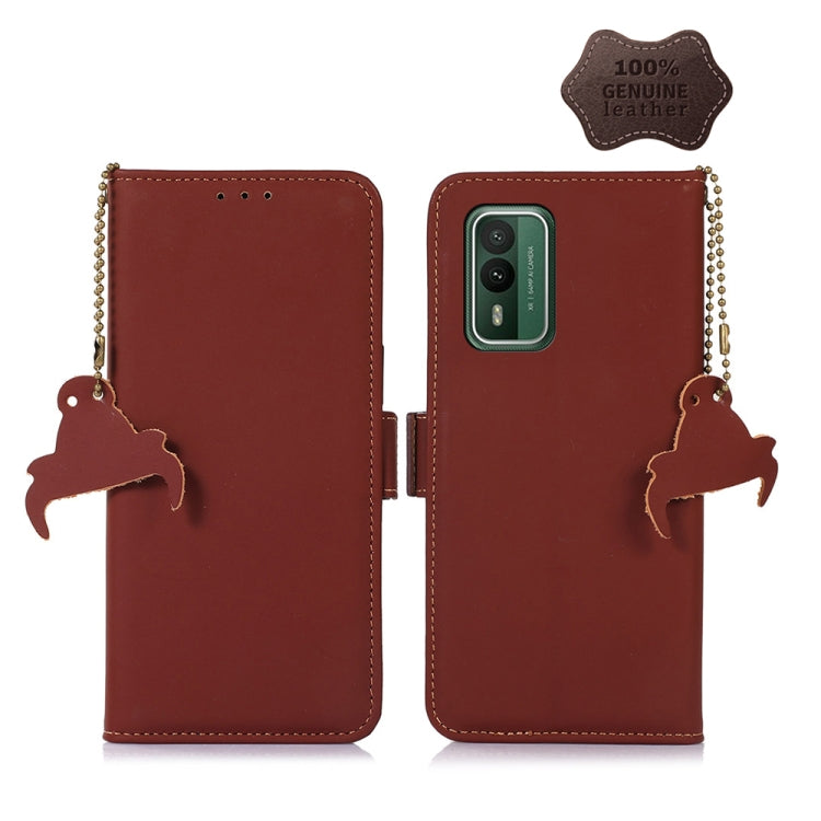 For Nokia XR21 Genuine Leather Magnetic RFID Leather Phone Case(Coffee) - Nokia Cases by PMC TechLife | Online Shopping South Africa | PMC TechLife | Buy Now Pay Later Mobicred