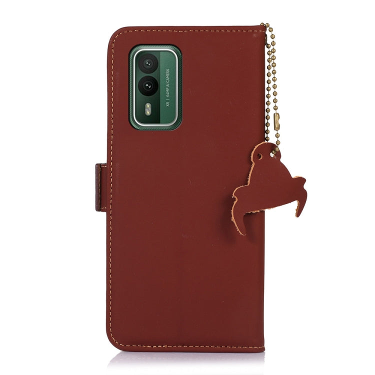 For Nokia XR21 Genuine Leather Magnetic RFID Leather Phone Case(Coffee) - Nokia Cases by PMC TechLife | Online Shopping South Africa | PMC TechLife | Buy Now Pay Later Mobicred