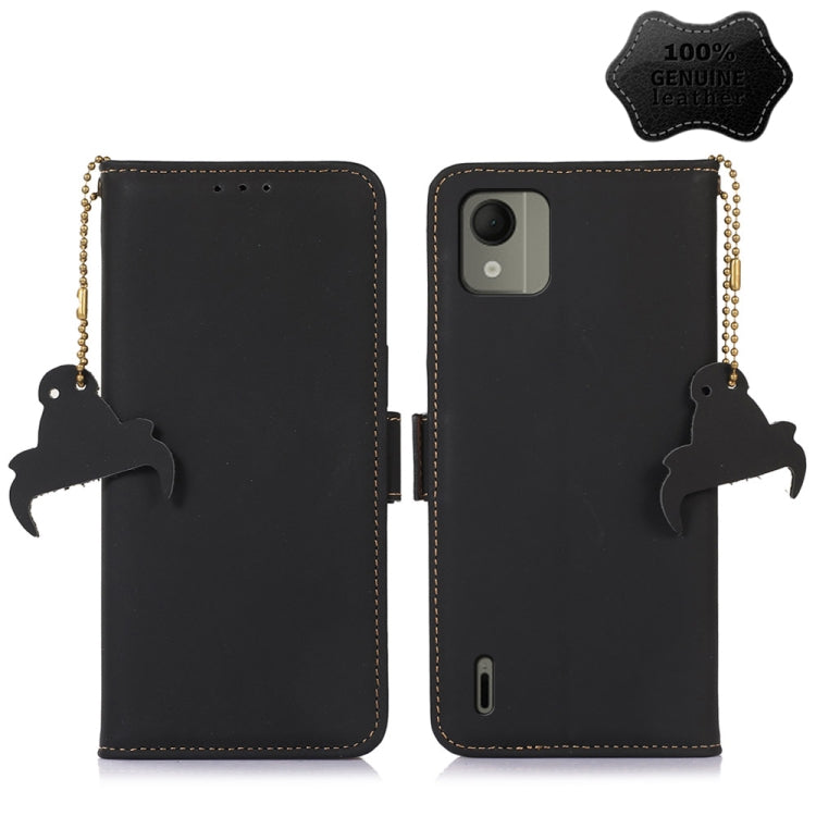 For Nokia C110 Genuine Leather Magnetic RFID Leather Phone Case(Black) - Nokia Cases by PMC TechLife | Online Shopping South Africa | PMC TechLife | Buy Now Pay Later Mobicred